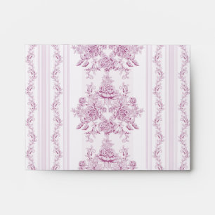 Enveloppe français chic, rose, toile, floral, motif, victori