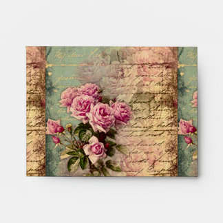 Enveloppe francais chic, shabby chic, roses roses roses, flo