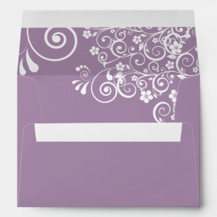 Enveloppe Frills de dentelle blanche sur Lavender Mariage él