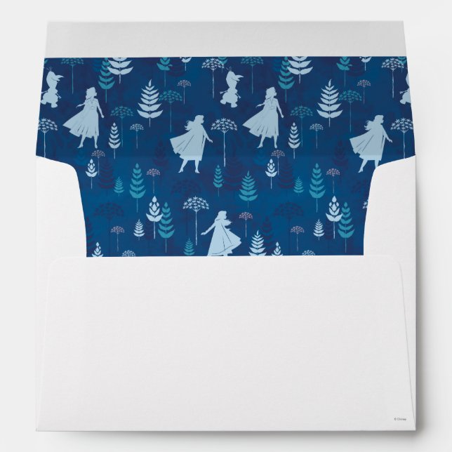 Enveloppe Froid 2 : Anna, Elsa, & Olaf Blue Foliage Motif (Dos (Bas))