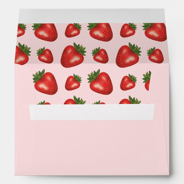 Enveloppe Fruit Rouge Motif Sur Rose (Dos (Bas))