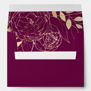 Enveloppe Fuchsia Pink & Faux Gold Modern Floral Mariage