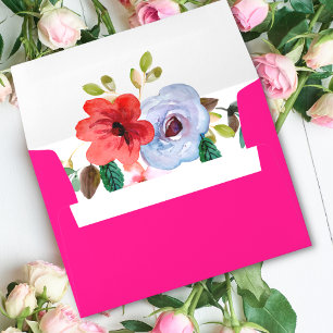 Enveloppe Fuchsia rose orange violet brillant et gras floral