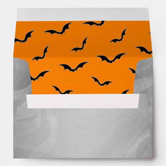 Enveloppe Fumé Gris & chauves-souris Motif volant Halloween (Dos (Bas))