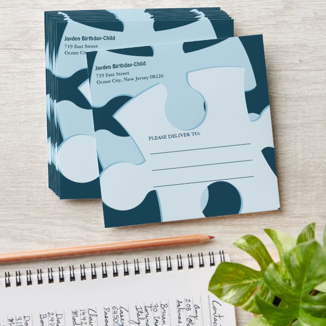 Enveloppe Fun Jigsaw Puzzle Kids Birthday Square  (Stacked)