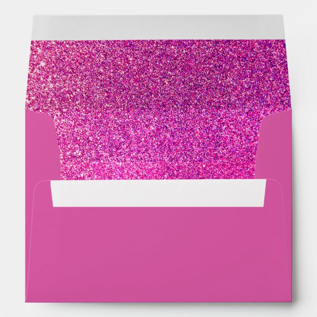 Enveloppe Fun Retro Glitzer Hot Pink avec Gems (Dos (Bas))