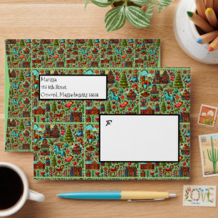 Enveloppe Fun Western Motif Noël