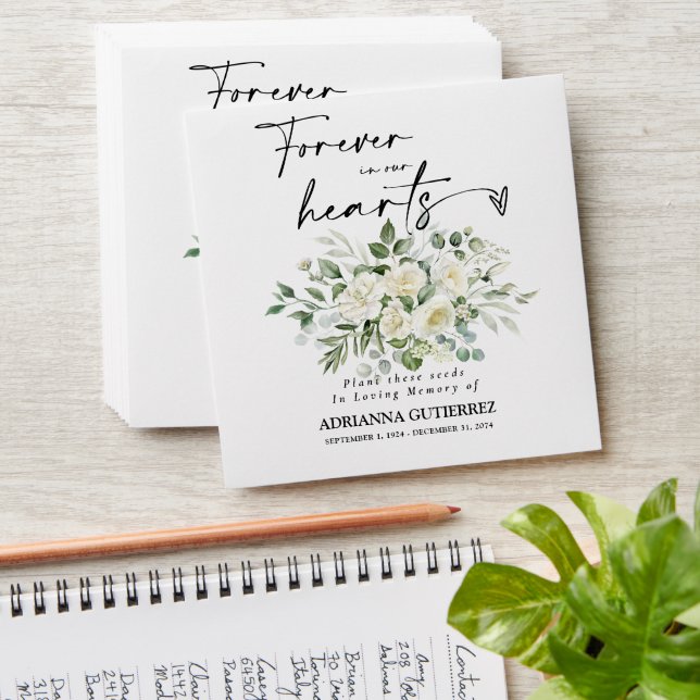Enveloppe funéraire commémorative White Roses Seed (Stacked)