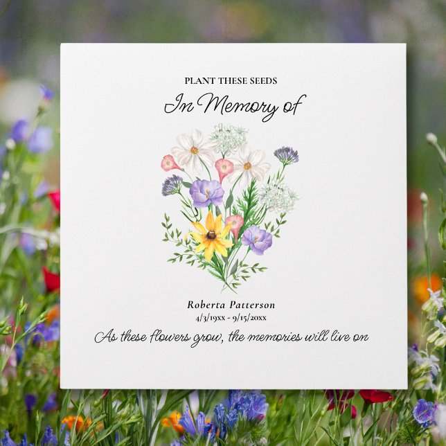 Enveloppe Funeral Memorial Favor, Wild Flower Seeds Custom (Créateur téléchargé)