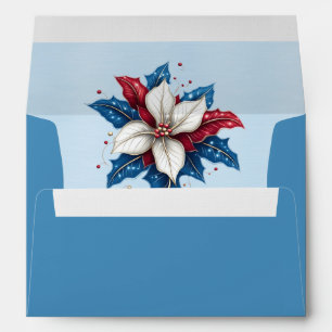 Enveloppe Funky Bleu Bleu Blanc Poinsettia