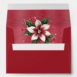 Enveloppe Funky Deep Red Green et White Poinsettia