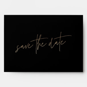 Enveloppe Funky Elegant Foil Or Sur Noir Enregistrer La Date