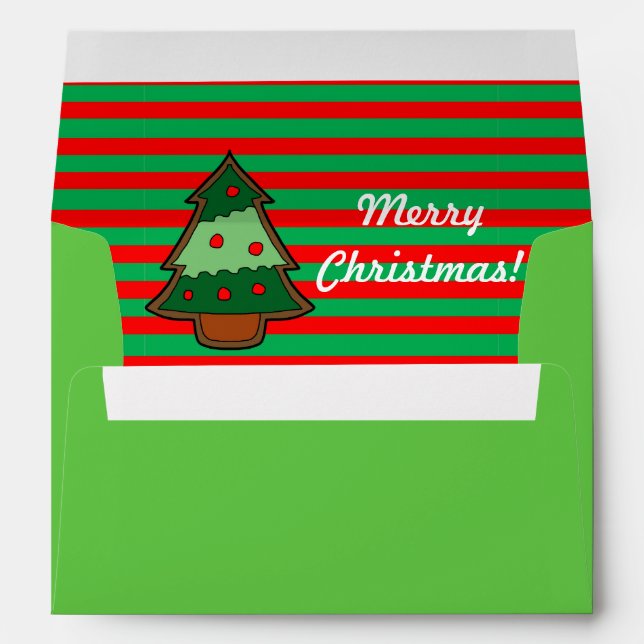 Enveloppe Funky Festif Tree Elf Stripes (Dos (Bas))