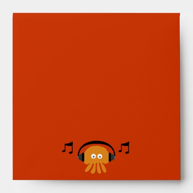 Enveloppe Funky Orange Jellyfish DJ Customable Party (Devant)