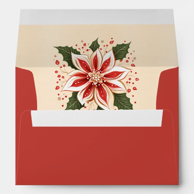 Enveloppe Funky orange vert et blanc Poinsettia (Dos (Bas))