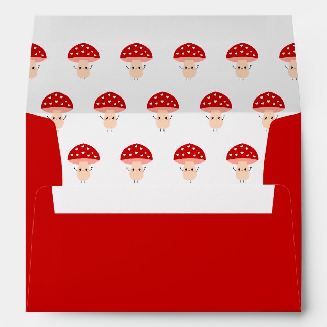 Enveloppe Funny Champignons de la Saint Valentin Rouge (Dos (Bas))