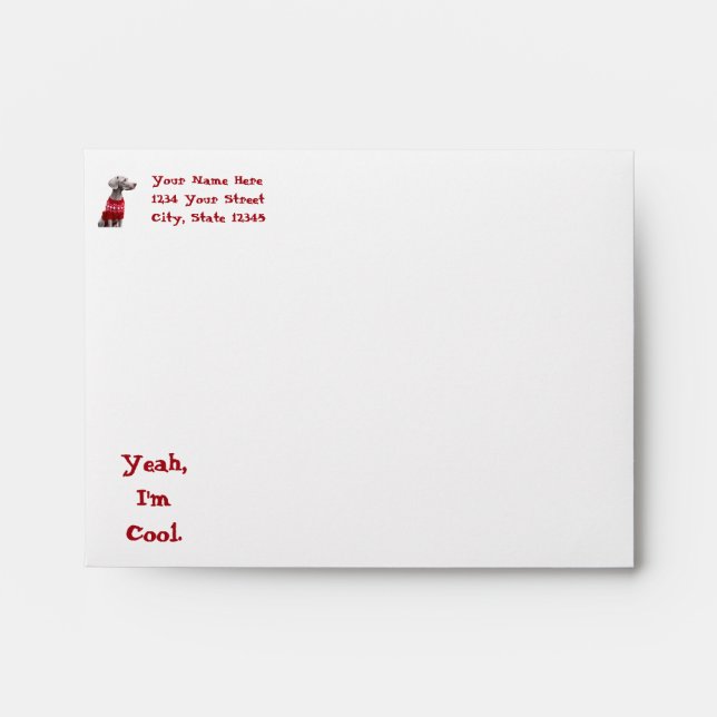 Enveloppe Funny Weimaraner dans le pull de Noël (Devant)