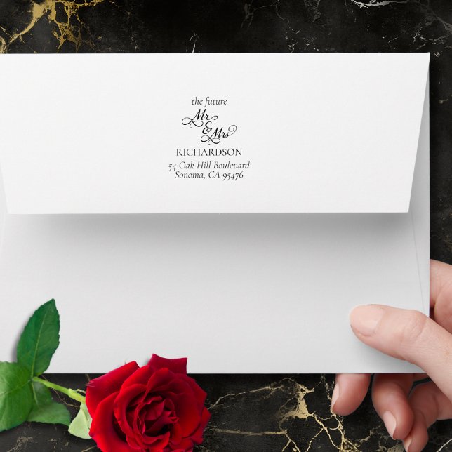 Enveloppe Futur M. et Mme Faire-part de mariage (elegant future mr and mrs wedding invitation envelope, wedding stationery suite, script calligraphy)