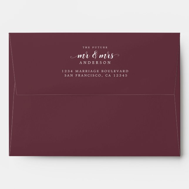 Enveloppe Futur M. Mme Burgundy Adresse de retour Envelope (Dos (Haut rabat))