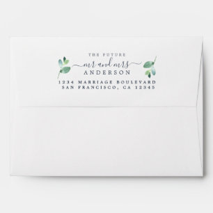 Enveloppe Futur M. Mme Green Foliage Mariage Adresse de reto