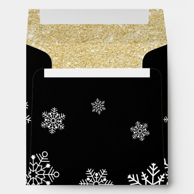 Enveloppe Gala de Gala Black & Gold Snowflakes (Dos (Bas))