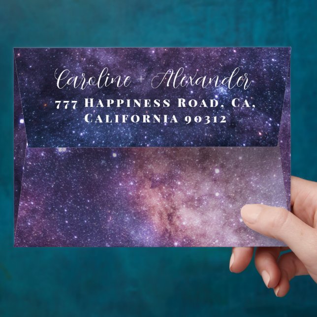 Enveloppe Galaxy Elegy Modern Mariage Sky Retour Adresse (Hand)