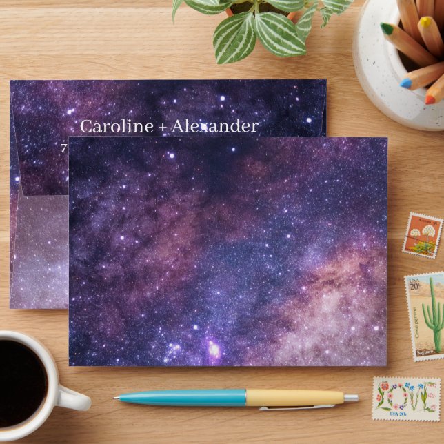 Enveloppe Galaxy Nebula Celestial Sky Purple Adresse de reto (Desk)
