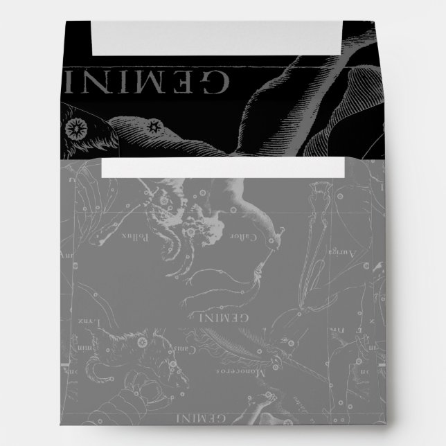 Enveloppe Gemini Constellation Hevelius 1690 sur Noir (Dos (Bas))