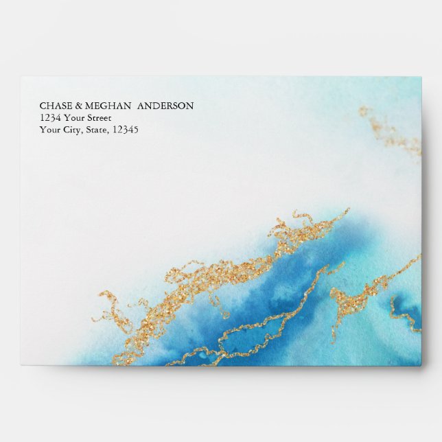 Enveloppe Géode Aquarelle Aquamarine moderne JustCards™ (Devant)