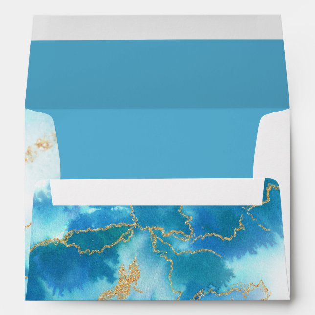 Enveloppe Géode Aquarelle Aquamarine moderne JustCards™ (Dos (Bas))
