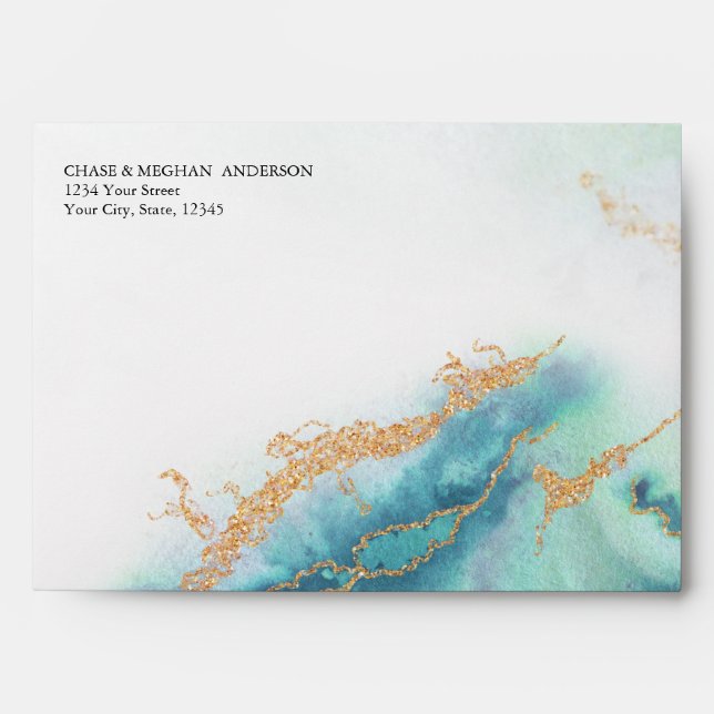 Enveloppe Géode turquoise moderne JustCards™ (Devant)