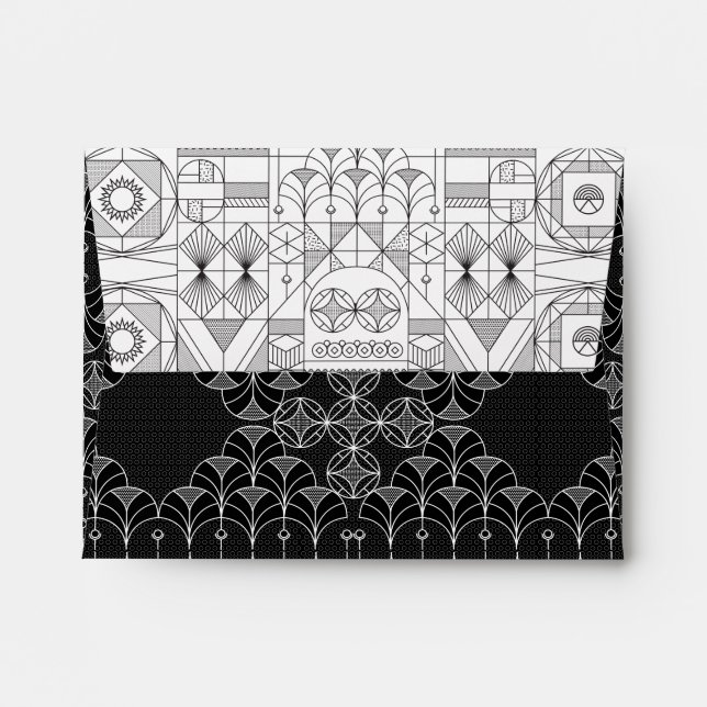 Enveloppe géométrique en noir et blanc (Dos (Haut rabat))