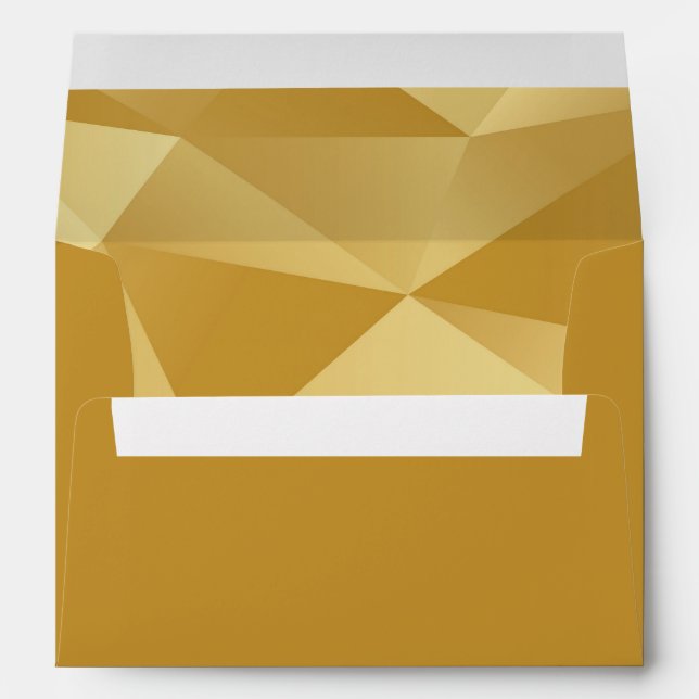 Enveloppe géométrique moderne or, Faire-part de ma (Dos (Bas))