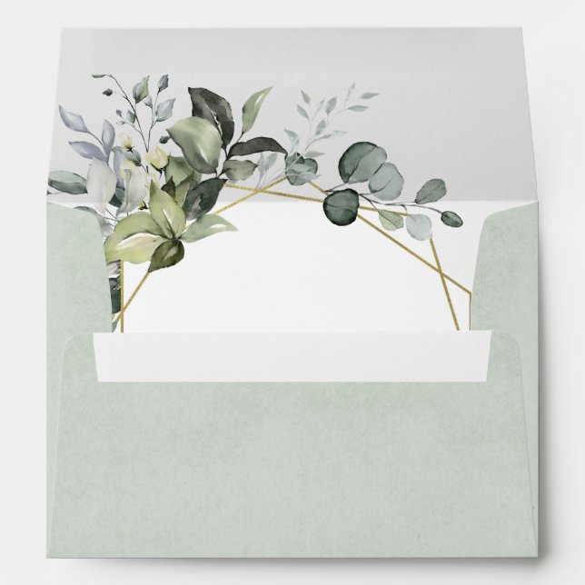 Enveloppe Géométrique Verdure Or moderne Mariage succulent (Dos (Bas))