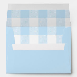 Enveloppe Gingham à carreaux bleu pâle et blanc