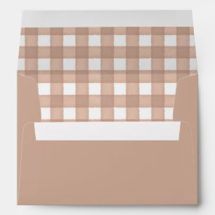 Enveloppe Gingham aquarelle marron