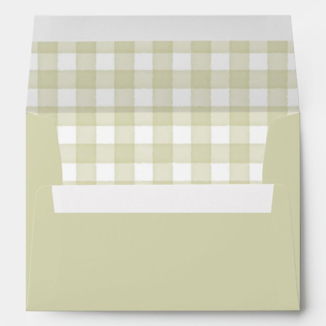 Enveloppe Gingham Aquarelle Vert (Dos (Bas))