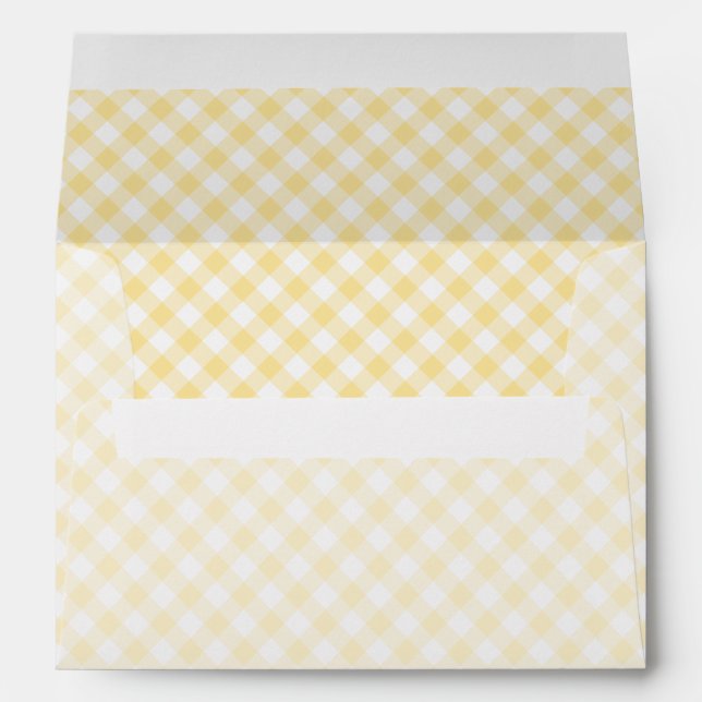 Enveloppe Gingham Rétro Jaune Canari (Dos (Bas))
