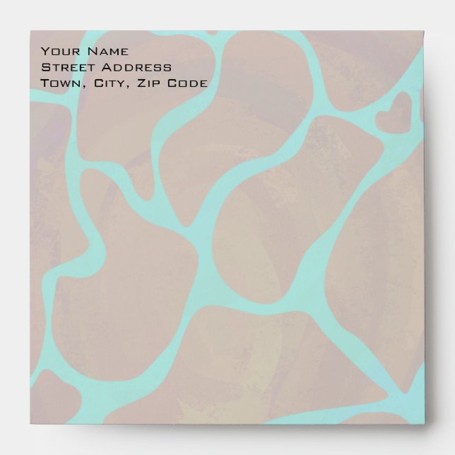 Enveloppe Giraffe Impression Brown et Turquoise (Devant)