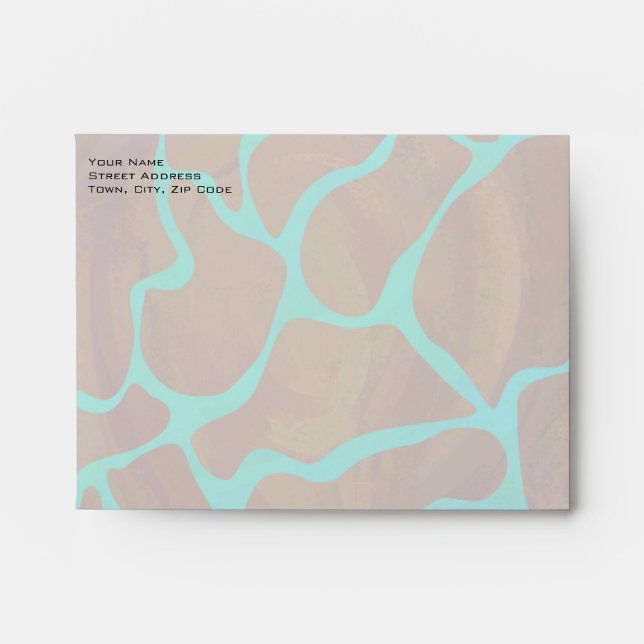 Enveloppe Giraffe Impression Brown et Turquoise (Devant)