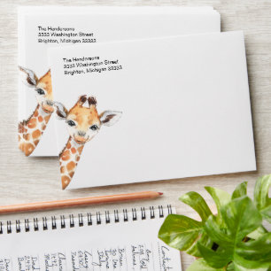 Enveloppe Giraffe Jungle Baby shower Safari Adresse de retou