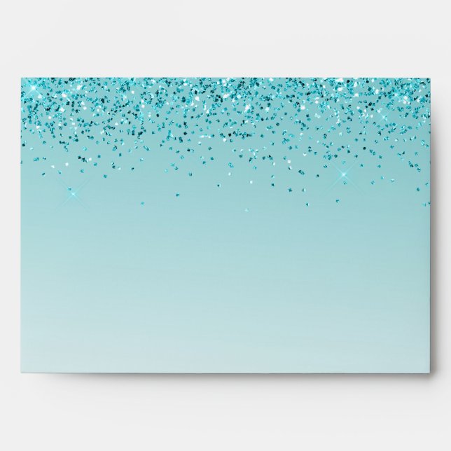 Enveloppe Girly Glitz Aqua Parties scintillant Turquoise (Devant)