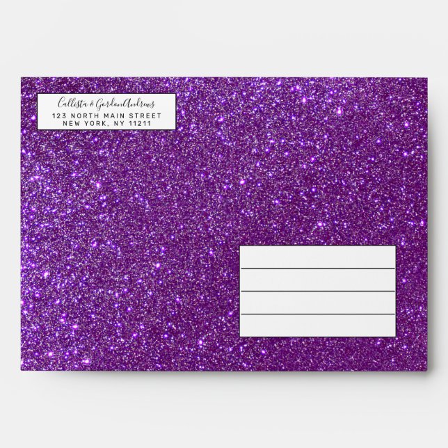 Enveloppe Girly Sparkly Royal Purple Parties scintillant (Devant)