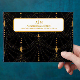 Enveloppe Glam Art Déco Black Gatsby 1920 Style Mariage
