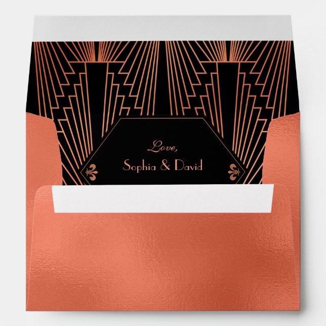 Enveloppe Glam Copper Great Gatsby Art Déco Adresse de retou (Dos (Bas))