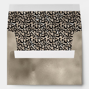 Enveloppe Glam Cream Parties scintillant Empreinte de léopar