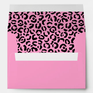 Enveloppe Glam de fille léopard noir et rose