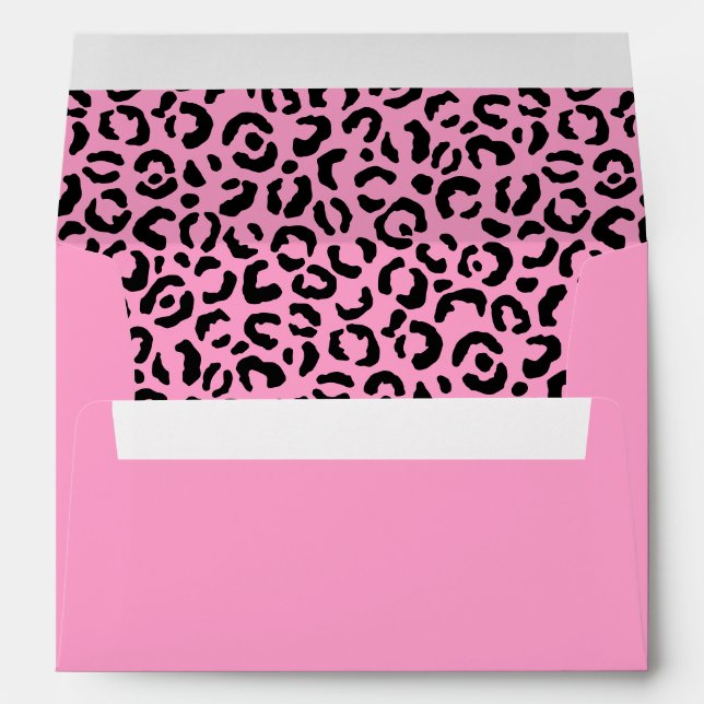 Enveloppe Glam de fille léopard noir et rose (Dos (Bas))