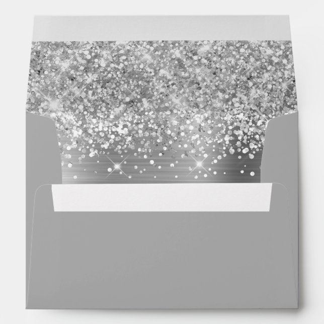 Enveloppe Glam gris argenté pailleté (Dos (Bas))