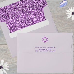 Enveloppe Glam Purple Elegant Bat mitzvah d'adresse de retou